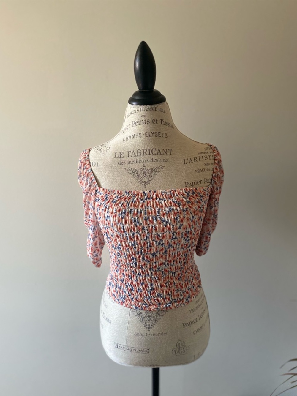 Vintage style Smocked Soft Floral Cottagecore Puff Sleeve Stretchy Blouse S